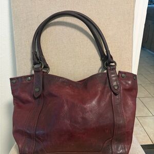 Frye Melissa leather tote in burgundy